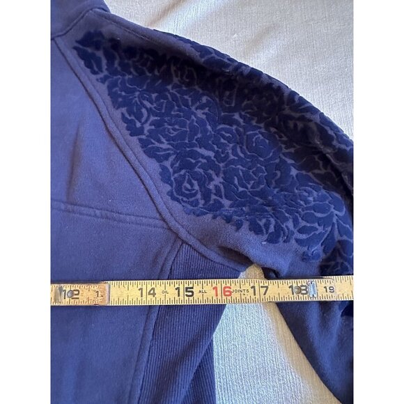 Lululemon Sweater Womens 6 Blue 1/4 Zip Pullover Mock Neck Flock Floral Navy - Picture 8 of 10